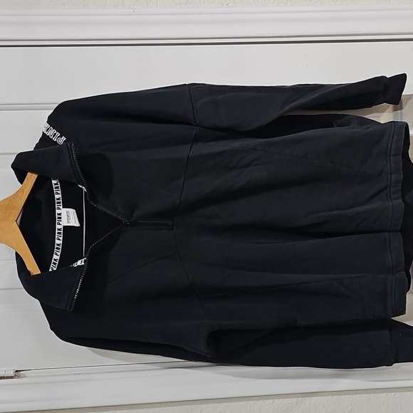 PINK Victoria's Secret Black Logo on Back Half Zip Pullover sz S - Picture 1 of 9